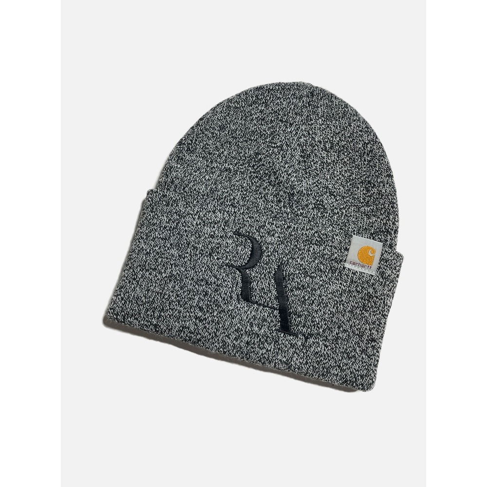 Carhartt Beanie Hat Mens OSFM Black White Marled Knit Logo Workwear Winter